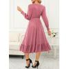 imageDokotoo Womens 2024 Wrap VNeck Twist Knot Long Sleeve Empire Waist Midi Maxi Dress ALine Ruched Flowy Dress with PocketsPink