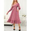 imageDokotoo Womens 2024 Wrap VNeck Twist Knot Long Sleeve Empire Waist Midi Maxi Dress ALine Ruched Flowy Dress with PocketsPink