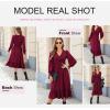 imageDokotoo Womens 2024 Wrap VNeck Twist Knot Long Sleeve Empire Waist Midi Maxi Dress ALine Ruched Flowy Dress with PocketsWine