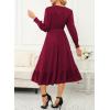 imageDokotoo Womens 2024 Wrap VNeck Twist Knot Long Sleeve Empire Waist Midi Maxi Dress ALine Ruched Flowy Dress with PocketsWine