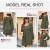 imageDokotoo Womens 2025 Casual Dresses Smocked Crewneck Button Up Long Sleeve Empire Waist ALine Mini DressGreen