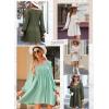 imageDokotoo Womens 2025 Casual Dresses Smocked Crewneck Button Up Long Sleeve Empire Waist ALine Mini DressNavy Blue