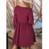 imageDokotoo Womens 2025 Casual Dresses Smocked Crewneck Button Up Long Sleeve Empire Waist ALine Mini DressRose