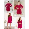 imageDokotoo Womens 2025 Casual Dresses Smocked Crewneck Button Up Long Sleeve Empire Waist ALine Mini DressRose