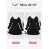 imageDokotoo Womens 2025 Spring Summer Dresses Elegant Off The Shoulder V Neck Long Sleeve Ruffle Flowy Mini Short Skater DressesBlack