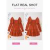 imageDokotoo Womens 2025 Spring Summer Dresses Elegant Off The Shoulder V Neck Long Sleeve Ruffle Flowy Mini Short Skater DressesBrown