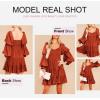 imageDokotoo Womens 2025 Spring Summer Dresses Elegant Off The Shoulder V Neck Long Sleeve Ruffle Flowy Mini Short Skater DressesBrown