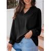 imageDokotoo Womens Blouses Tops for Women Trendy V Neck Smocked Blouses for Women Dressy Casual Long Sleeve Shirts for WomenBlack