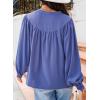 imageDokotoo Womens Blouses Tops for Women Trendy V Neck Smocked Blouses for Women Dressy Casual Long Sleeve Shirts for WomenBlue