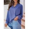 imageDokotoo Womens Blouses Tops for Women Trendy V Neck Smocked Blouses for Women Dressy Casual Long Sleeve Shirts for WomenBlue