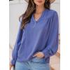 imageDokotoo Womens Blouses Tops for Women Trendy V Neck Smocked Blouses for Women Dressy Casual Long Sleeve Shirts for WomenBlue