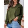 imageDokotoo Womens Blouses Tops for Women Trendy V Neck Smocked Blouses for Women Dressy Casual Long Sleeve Shirts for WomenGreen