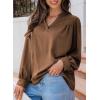 imageDokotoo Womens Blouses Tops for Women Trendy V Neck Smocked Blouses for Women Dressy Casual Long Sleeve Shirts for WomenKhaki
