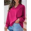 imageDokotoo Womens Blouses Tops for Women Trendy V Neck Smocked Blouses for Women Dressy Casual Long Sleeve Shirts for WomenRose Red