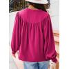 imageDokotoo Womens Blouses Tops for Women Trendy V Neck Smocked Blouses for Women Dressy Casual Long Sleeve Shirts for WomenRose Red
