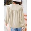 imageDokotoo Womens Blouses Tops for Women Trendy V Neck Smocked Blouses for Women Dressy Casual Long Sleeve Shirts for WomenWhite