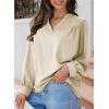 imageDokotoo Womens Blouses Tops for Women Trendy V Neck Smocked Blouses for Women Dressy Casual Long Sleeve Shirts for WomenWhite