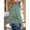 imageDokotoo Womens Casual Striped Long Sleeve Tops Crew Neck Knit Basic T ShirtsAgreen Stripe