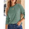 imageDokotoo Womens Casual Striped Long Sleeve Tops Crew Neck Knit Basic T ShirtsAgreen Stripe