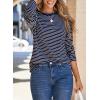imageDokotoo Womens Casual Striped Long Sleeve Tops Crew Neck Knit Basic T ShirtsBlue Stripe
