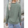 imageDokotoo Womens Casual Striped Long Sleeve Tops Crew Neck Knit Basic T ShirtsChristmas Green Stripe 3