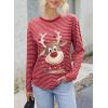 imageDokotoo Womens Casual Striped Long Sleeve Tops Crew Neck Knit Basic T ShirtsChristmas Red Stripe 4