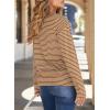 imageDokotoo Womens Casual Striped Long Sleeve Tops Crew Neck Knit Basic T ShirtsKhaki Stripe