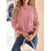 imageDokotoo Womens Casual Striped Long Sleeve Tops Crew Neck Knit Basic T ShirtsPink Stripe