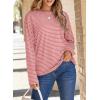 imageDokotoo Womens Casual Striped Long Sleeve Tops Crew Neck Knit Basic T ShirtsPink Stripe