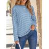 imageDokotoo Womens Casual Striped Long Sleeve Tops Crew Neck Knit Basic T ShirtsSky Blue Stripe