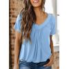 imageDokotoo Womens Casual Summer T Shirts Short Sleeve V Neck Tops TshirtsBeau Blue
