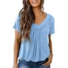imageDokotoo Womens Casual Summer T Shirts Short Sleeve V Neck Tops TshirtsBeau Blue