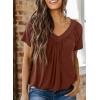 imageDokotoo Womens Casual Summer T Shirts Short Sleeve V Neck Tops TshirtsBrown