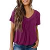 imageDokotoo Womens Casual Summer T Shirts Short Sleeve V Neck Tops TshirtsBurgundy