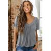 imageDokotoo Womens Casual Summer T Shirts Short Sleeve V Neck Tops TshirtsGray