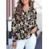 imageDokotoo Womens Casual V Neck Easel Floral Print Long Sleeve Blouses Smocked Button Down Shirts Bohemian TopBlack