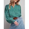 imageDokotoo Womens Casual V Neck Easel Floral Print Long Sleeve Blouses Smocked Button Down Shirts Bohemian TopDark Green