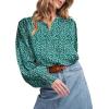 imageDokotoo Womens Casual V Neck Easel Floral Print Long Sleeve Blouses Smocked Button Down Shirts Bohemian TopDark Green