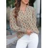 imageDokotoo Womens Casual V Neck Easel Floral Print Long Sleeve Blouses Smocked Button Down Shirts Bohemian TopGreen