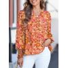 imageDokotoo Womens Casual V Neck Easel Floral Print Long Sleeve Blouses Smocked Button Down Shirts Bohemian TopOrange