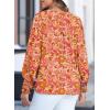 imageDokotoo Womens Casual V Neck Easel Floral Print Long Sleeve Blouses Smocked Button Down Shirts Bohemian TopOrange