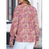 imageDokotoo Womens Casual V Neck Easel Floral Print Long Sleeve Blouses Smocked Button Down Shirts Bohemian TopPurple