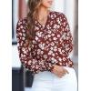 imageDokotoo Womens Casual V Neck Easel Floral Print Long Sleeve Blouses Smocked Button Down Shirts Bohemian TopRed