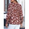 imageDokotoo Womens Casual V Neck Easel Floral Print Long Sleeve Blouses Smocked Button Down Shirts Bohemian TopRed