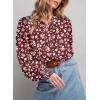 imageDokotoo Womens Casual V Neck Easel Floral Print Long Sleeve Blouses Smocked Button Down Shirts Bohemian TopRed