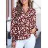 imageDokotoo Womens Casual V Neck Easel Floral Print Long Sleeve Blouses Smocked Button Down Shirts Bohemian TopRed
