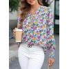 imageDokotoo Womens Casual V Neck Easel Floral Print Long Sleeve Blouses Smocked Button Down Shirts Bohemian TopSky Blue