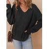imageDokotoo Womens Casual V Neck Sweaters Long Sleeve Pullover Sweater Knit Jumper TopsBlack