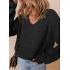 imageDokotoo Womens Casual V Neck Sweaters Long Sleeve Pullover Sweater Knit Jumper TopsBlack