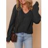 imageDokotoo Womens Casual V Neck Sweaters Long Sleeve Pullover Sweater Knit Jumper TopsBlack